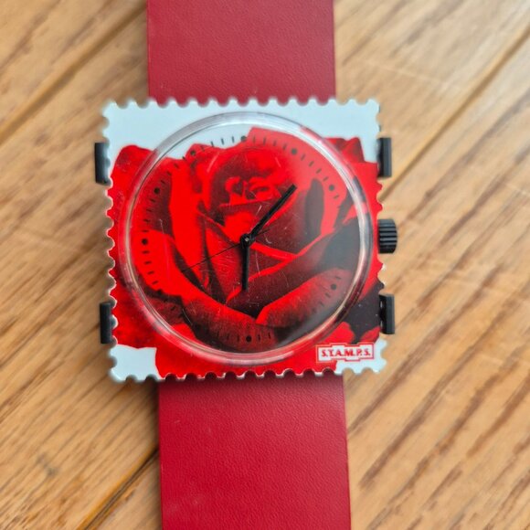 S.T.A.M.P.S Watch Red Rose Untested Nature Wearable Art - Picture 3 of 12